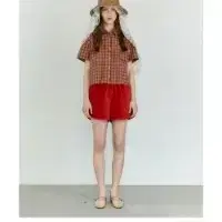 시엔느 빈티지 체크 반팔 셔츠 오렌지 프리사이즈 새상품 6