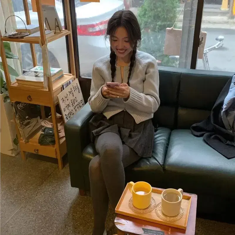타낫 이지 라운드 니트 집업 스카이 블루 4