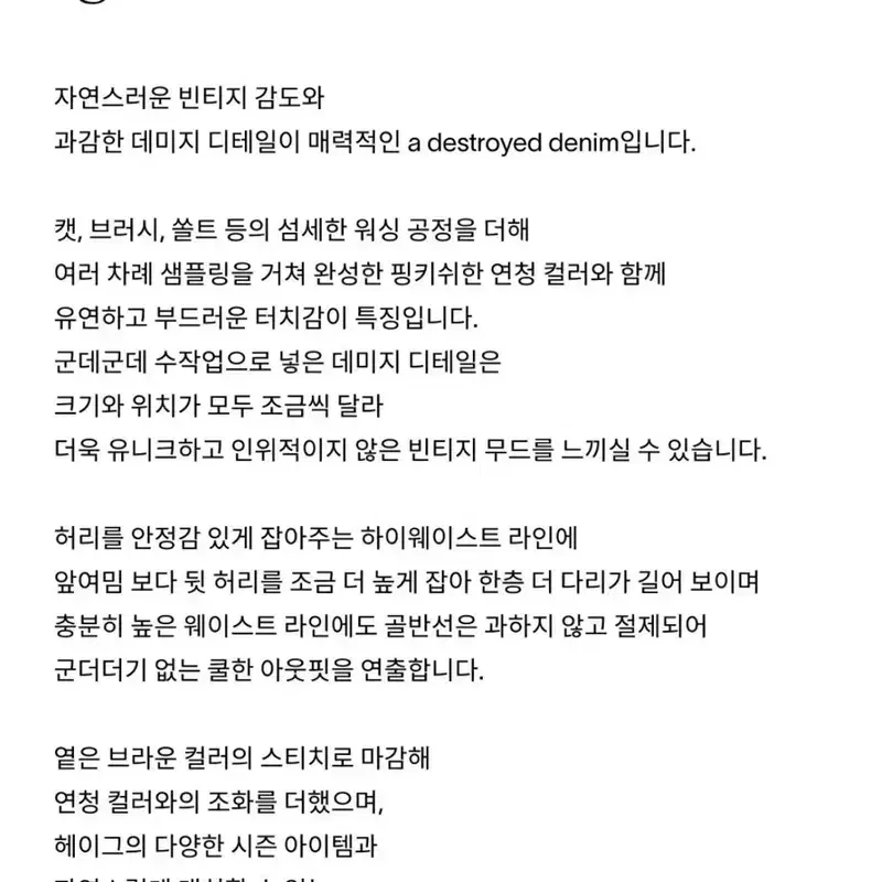 (새상품) 헤이그 haag a destroyed denim S 5