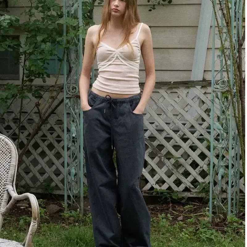헤더먼트)) worn cotton pants (ash navy) M사이즈 2