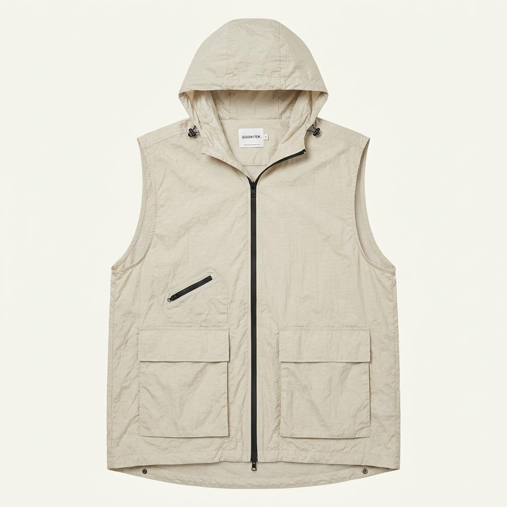 SEASON ITEM 후드 나일론 베스트 아이보리