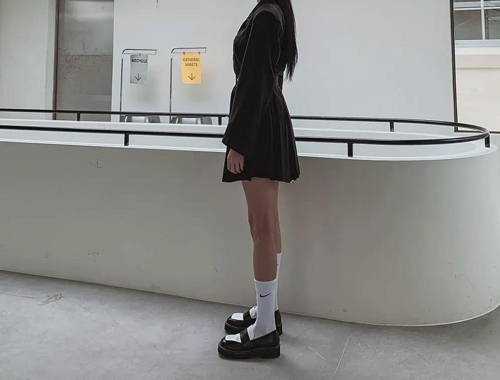 #396 블랙 235-배색 통급 4cm 로퍼-새상품 8