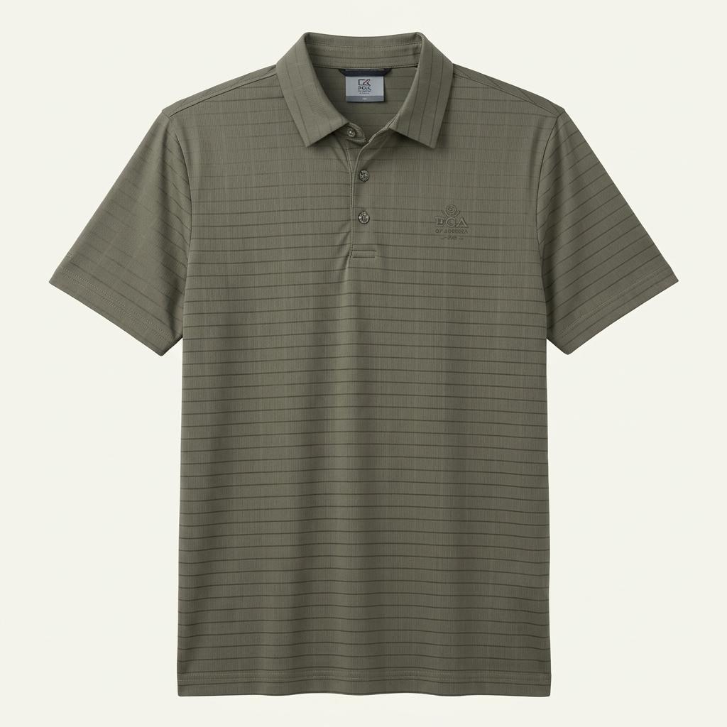 PGA TOUR 가로 스트라이프 반팔 카라 티셔츠 카키