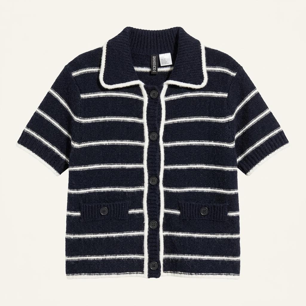 H&M DIVIDED 스트라이프 칼라 니트 가디건