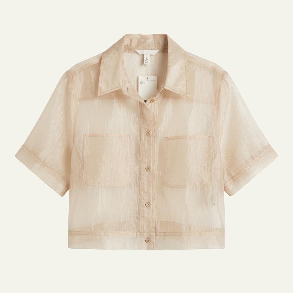 H&M 에이치엔엠 시스루 반팔 셔츠 블라우스