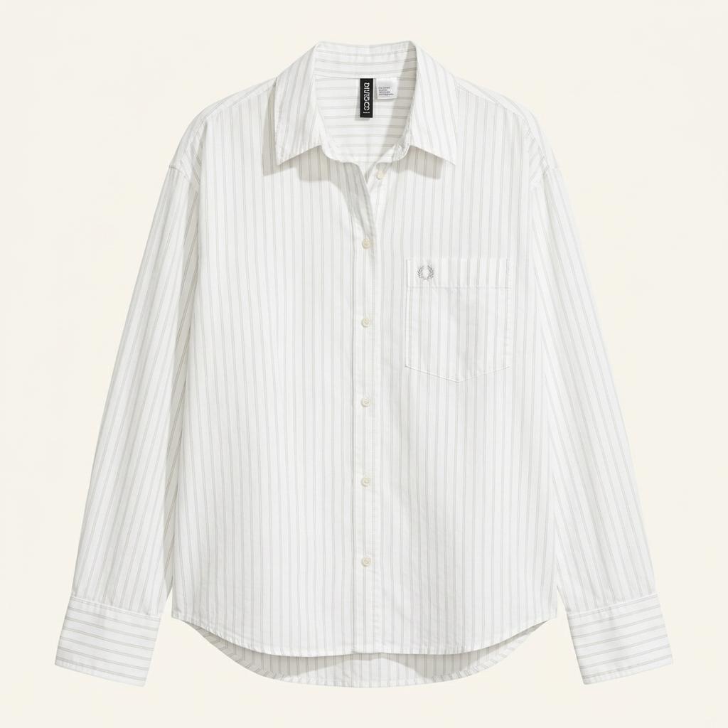 H&M 디바이드 스트라이프 셔츠 화이트
