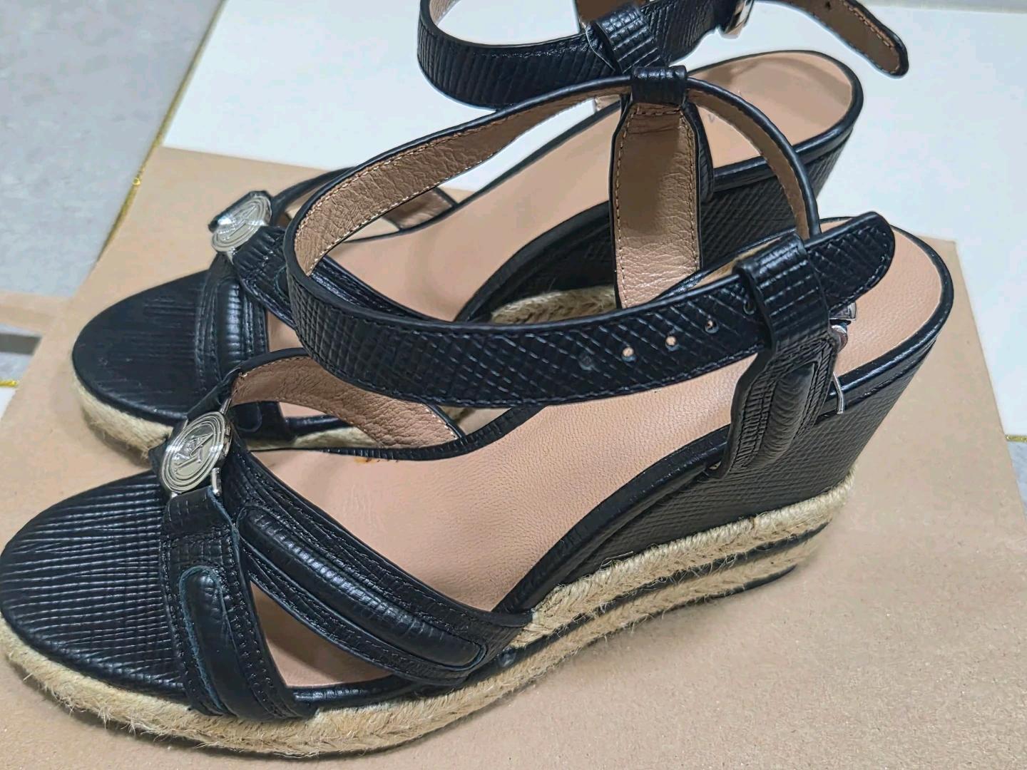 Armani jeans 블랙 웨지 에스파드리 샌들 235 2
