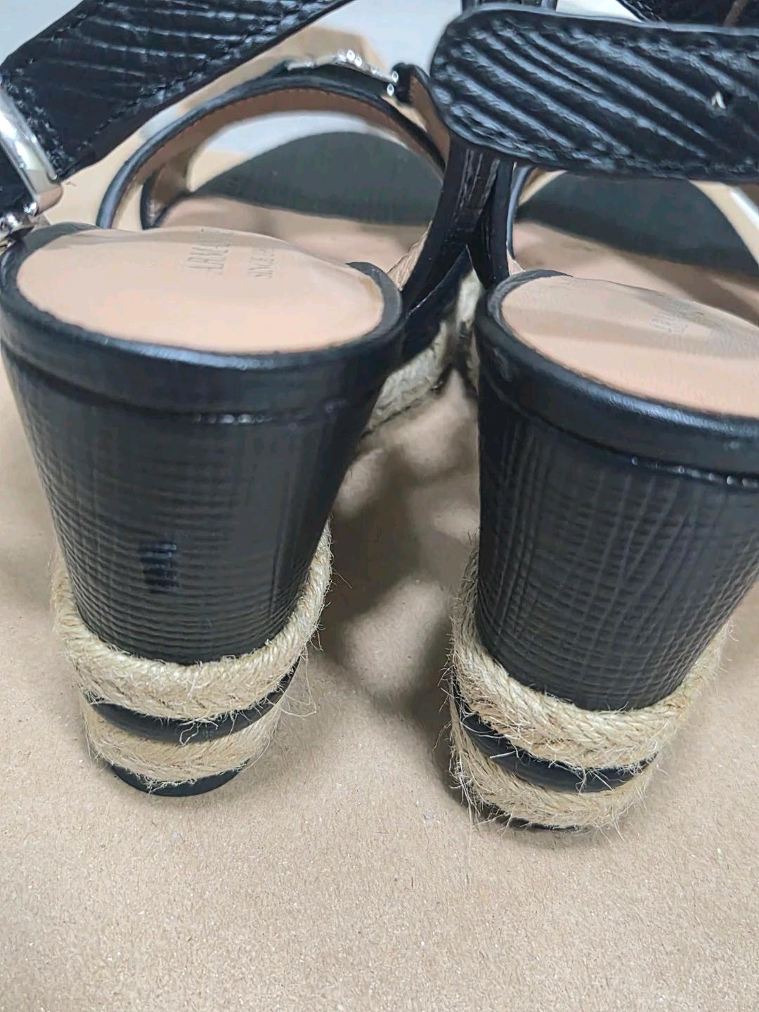Armani jeans 블랙 웨지 에스파드리 샌들 235 3