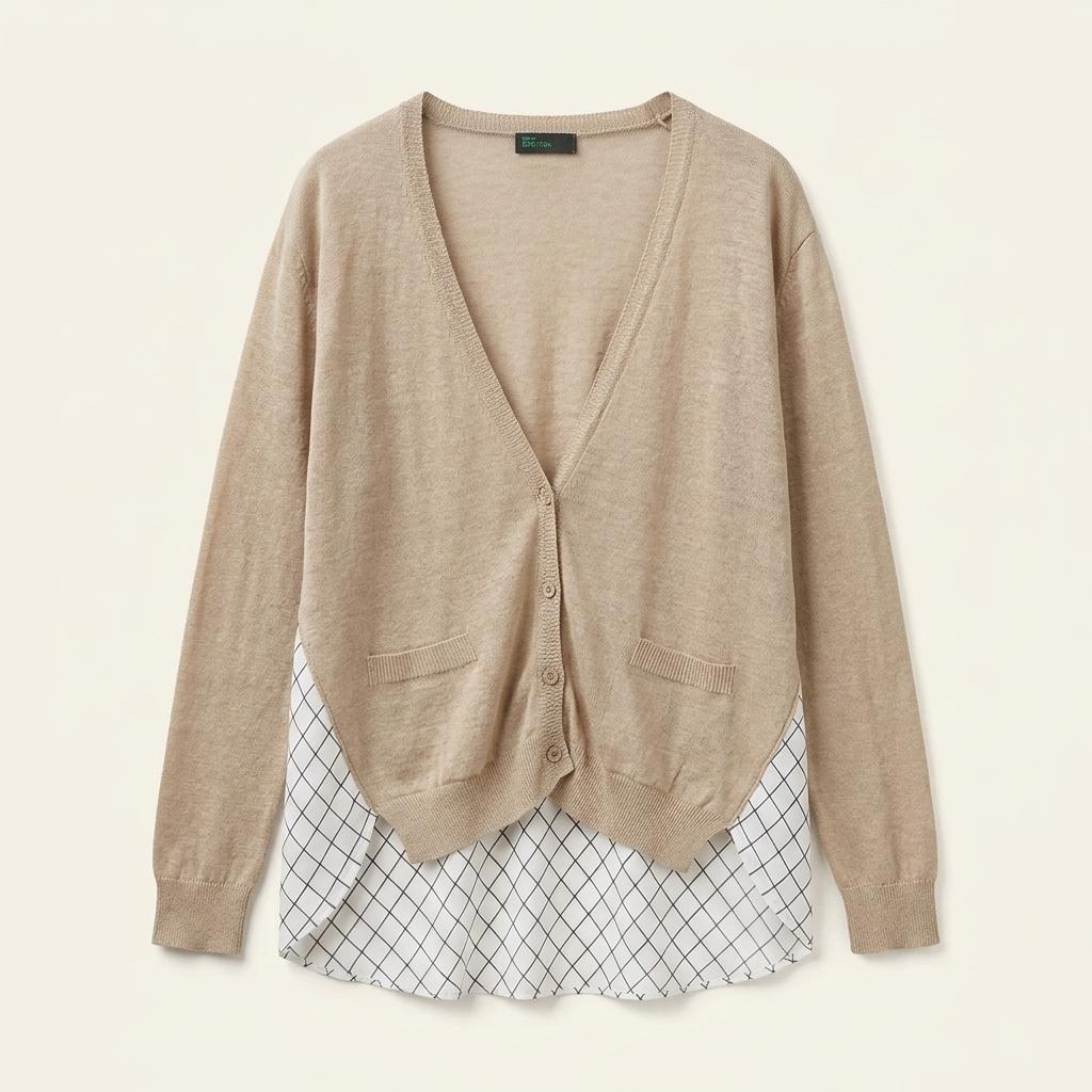 [베네통]시원한 린넨 레이어드 브이넥 가디건 1