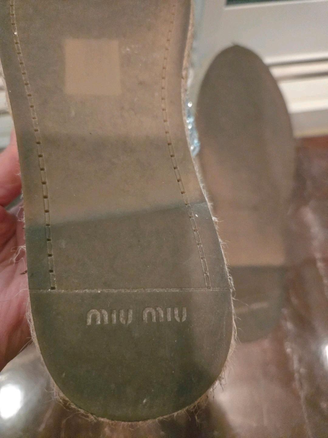 미우미우 MiuMiu 실버 글리터 뮬 35.5 8