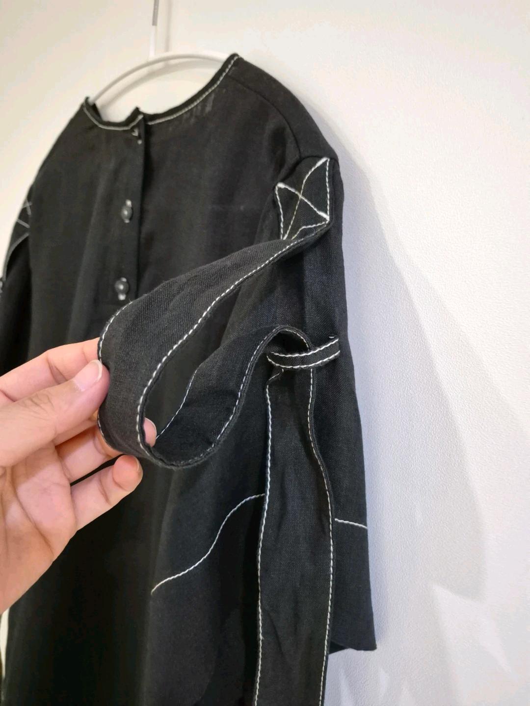 택O.새상품/자라(ZARA) 100% 리넨 소매 리본 스티치 블라우스 4