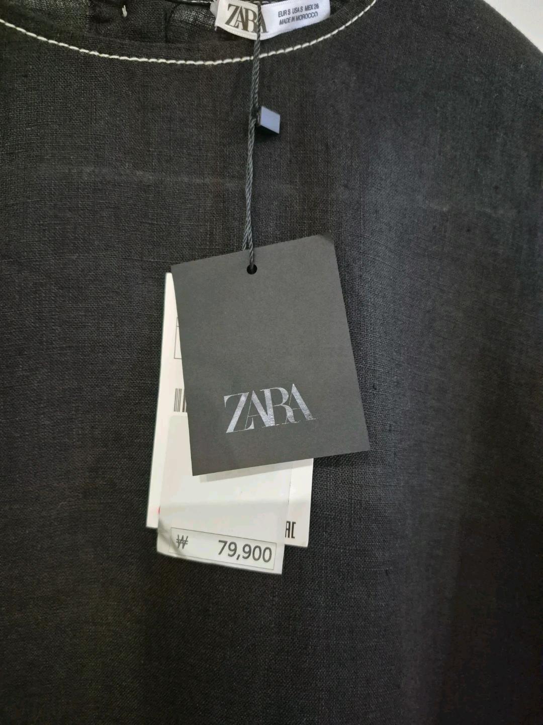 택O.새상품/자라(ZARA) 100% 리넨 소매 리본 스티치 블라우스 10