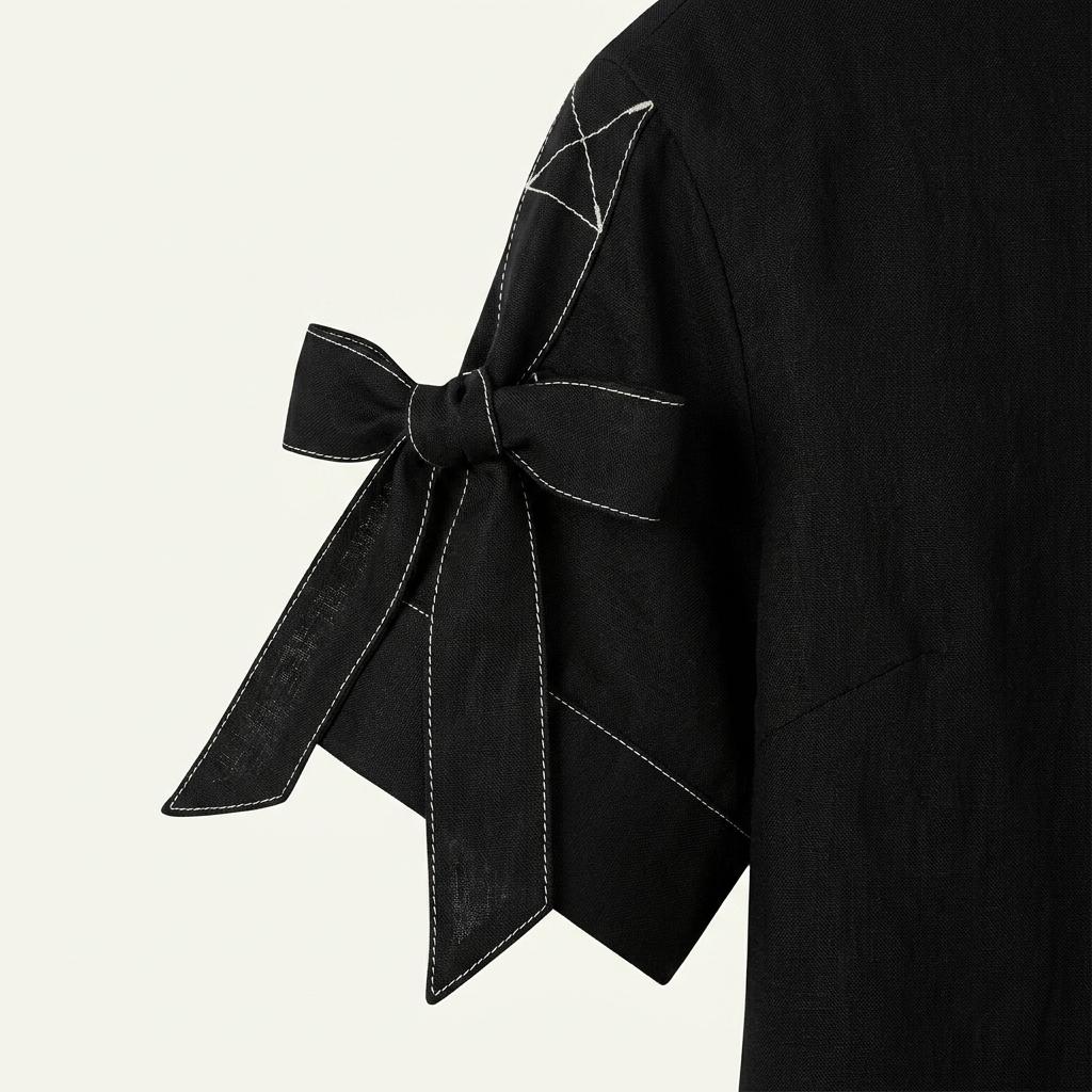택O.새상품/자라(ZARA) 100% 리넨 소매 리본 스티치 블라우스 1