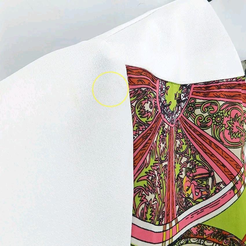 빈티지 여성 여름 배색 롱반팔티 화이트 (HU46379) 6