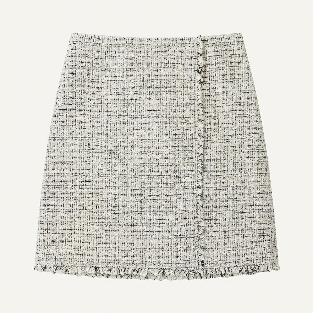 MIXXO 트위드 미니스커트 아이보리