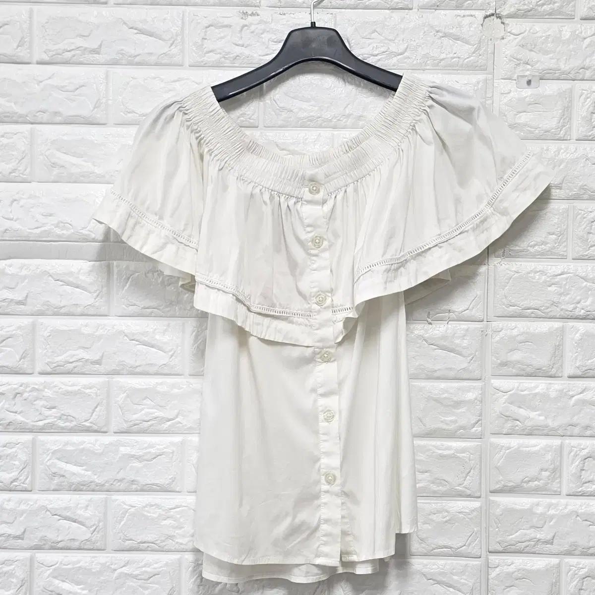 S 도나카란 DKNY 화이트 오프숄더 블라우스 E516 2