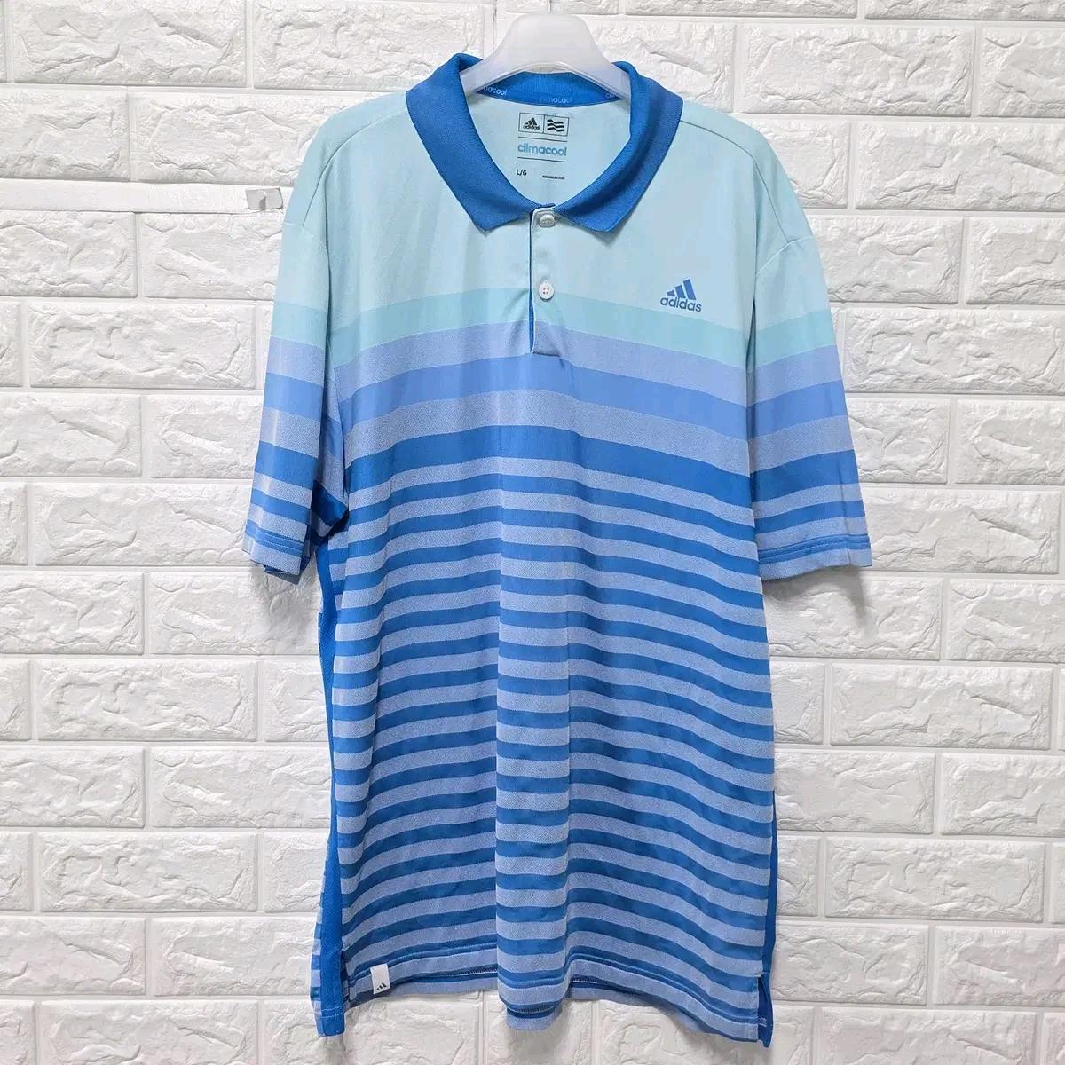L-XL 아디다스 스트레이프 반팔 카라티 E526 2