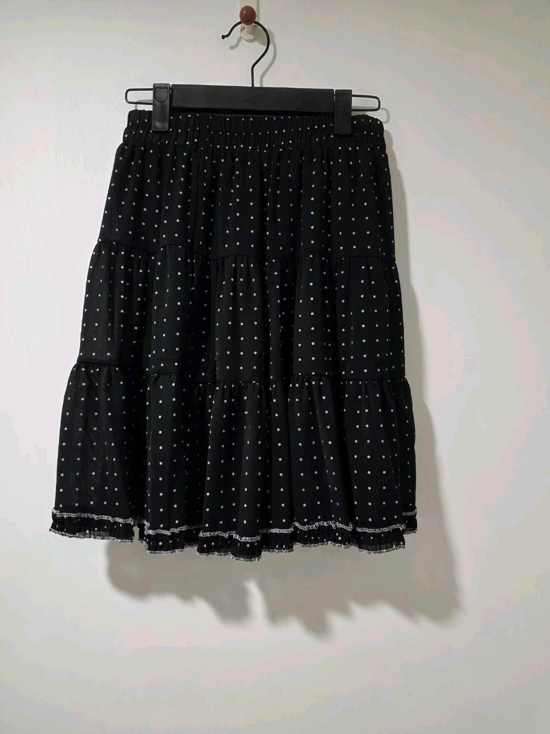 블랙 도트 캉캉 미디 스커트 3