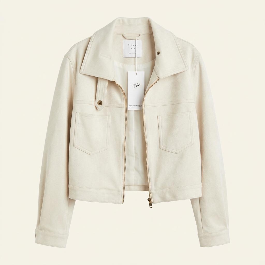 H&M 아이보리 스웨이드 집업 재킷