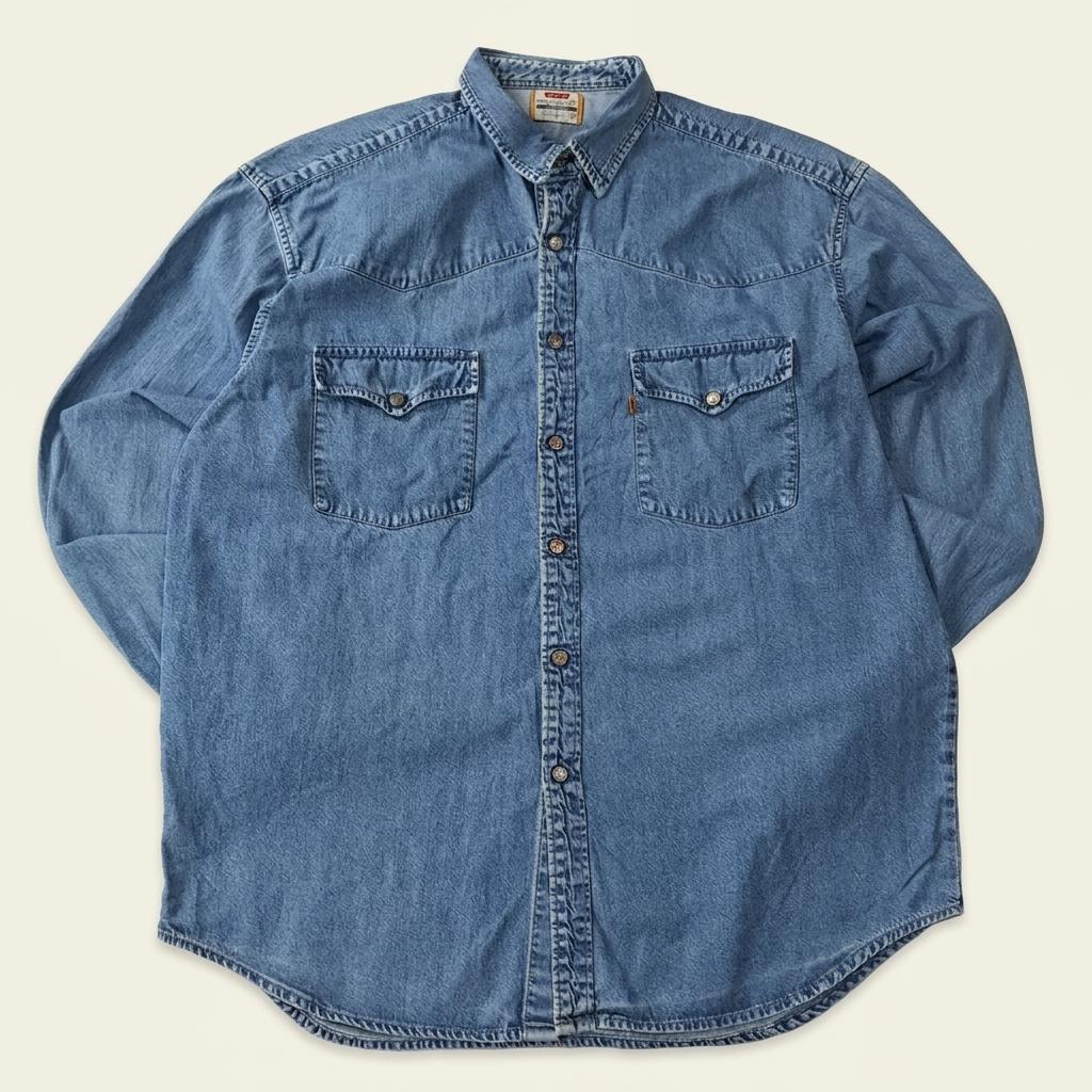 CA604 XL 리바이스 오렌지탭 90s 60624 웨스턴 데님 셔츠 남방 1