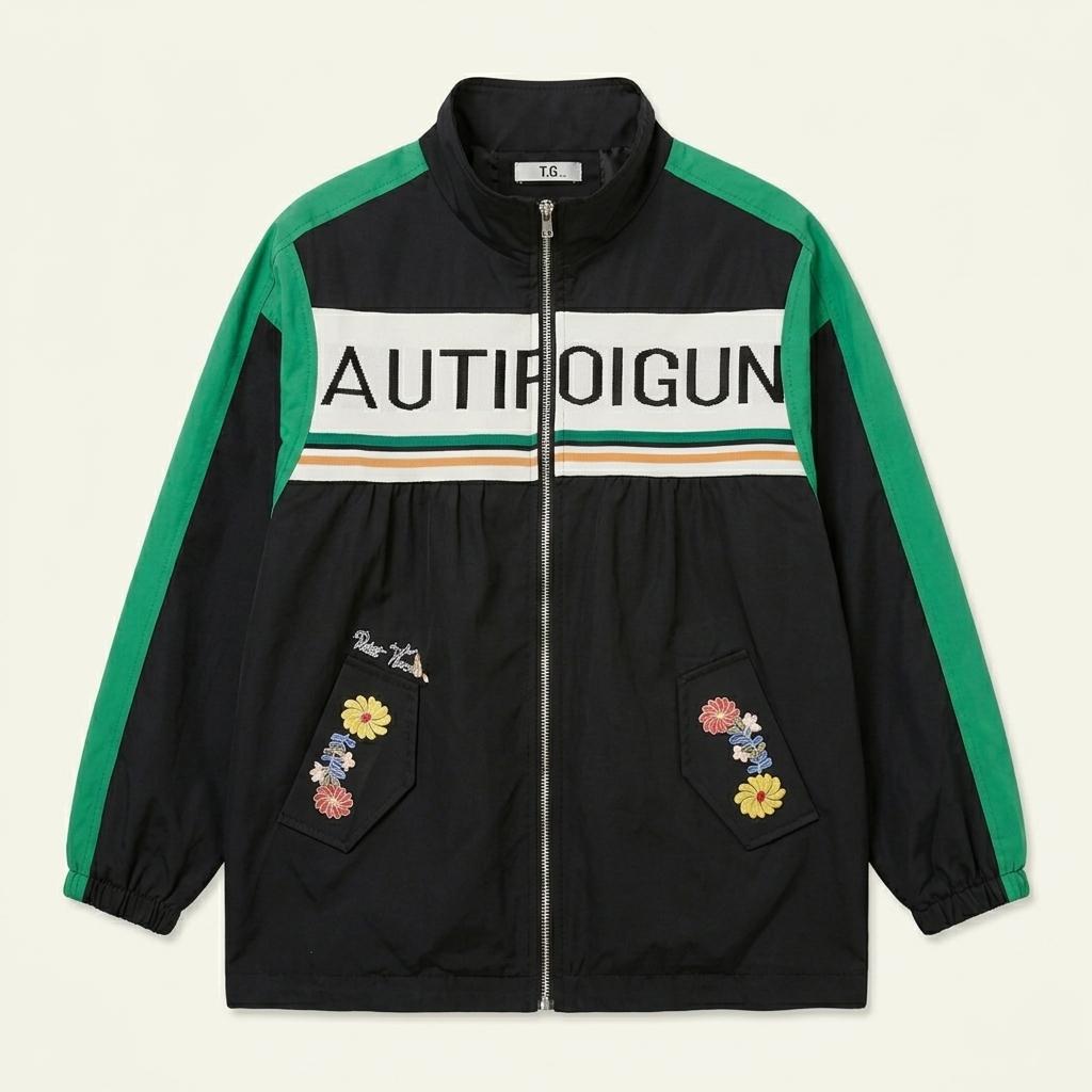 TG 자켓 AUTIFOIGUN 배색 꽃 자수