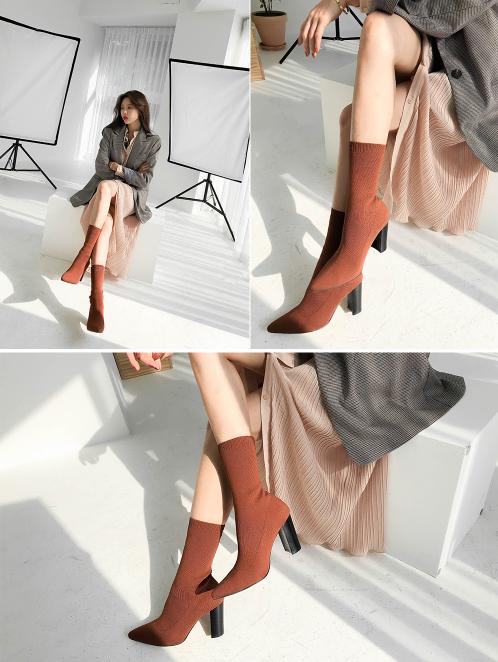 #베이지 225-뾰족코 9cm 삭스앵클부츠-새상품 12