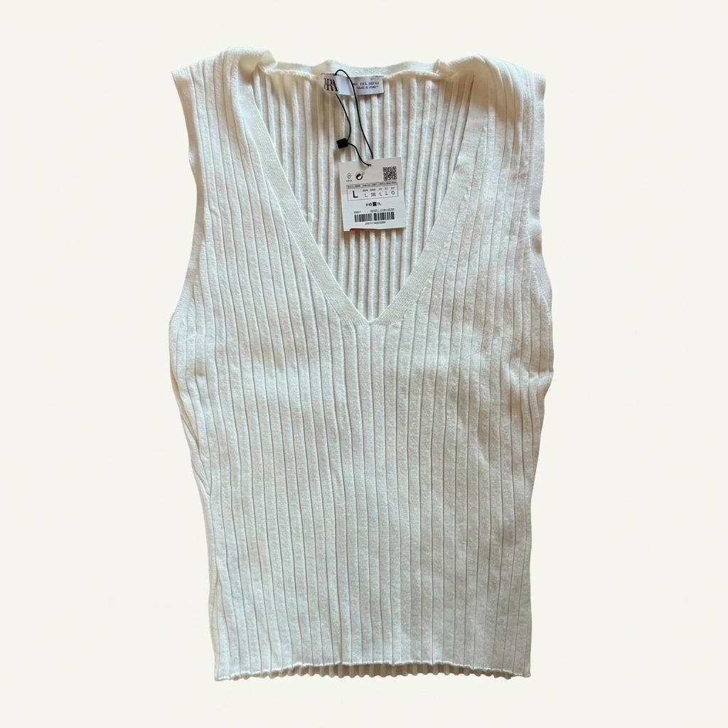 [ZARA] 자라 슬리브리스 니트 탑