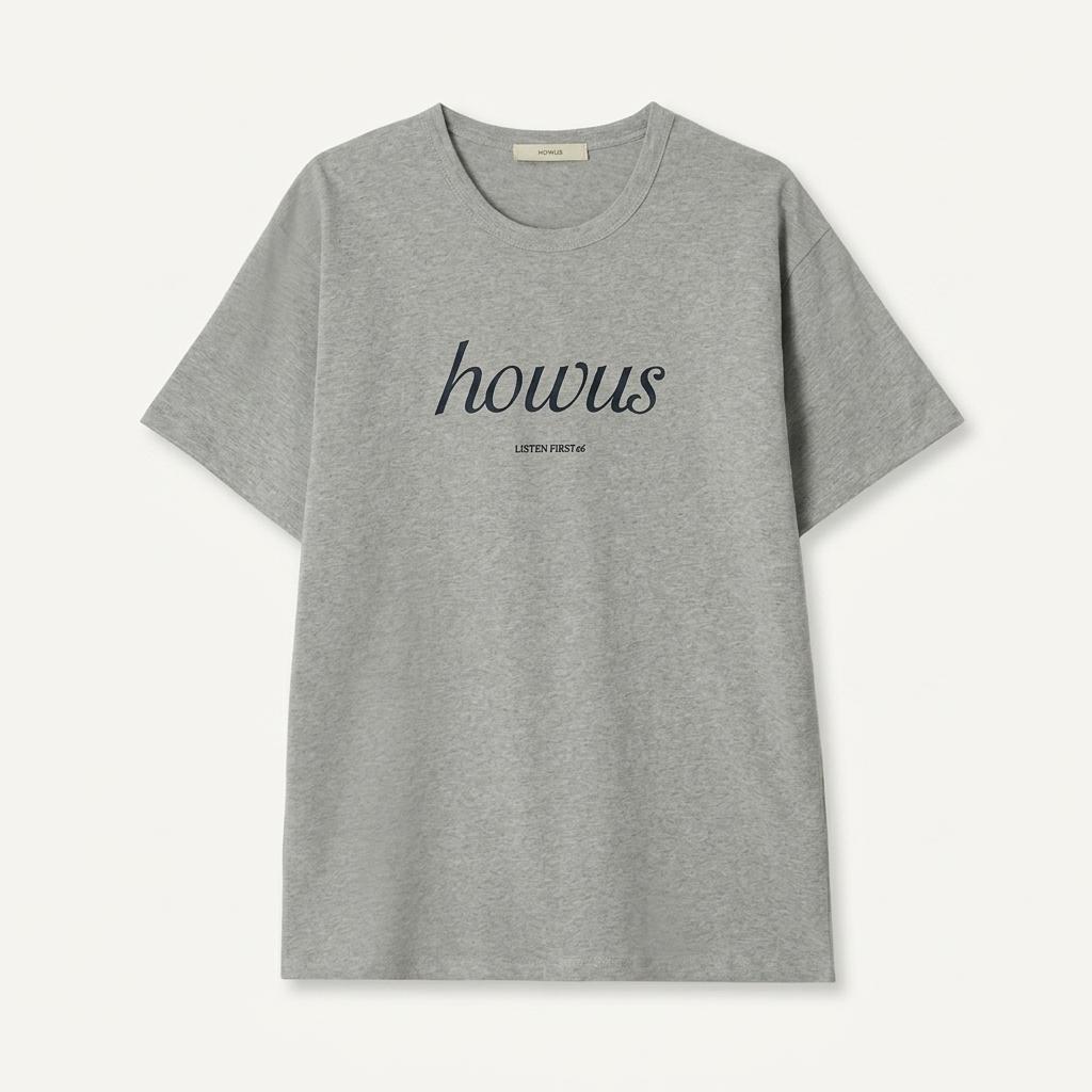 호와스 새상품 howas Listening Half T-Shirt Melange 1