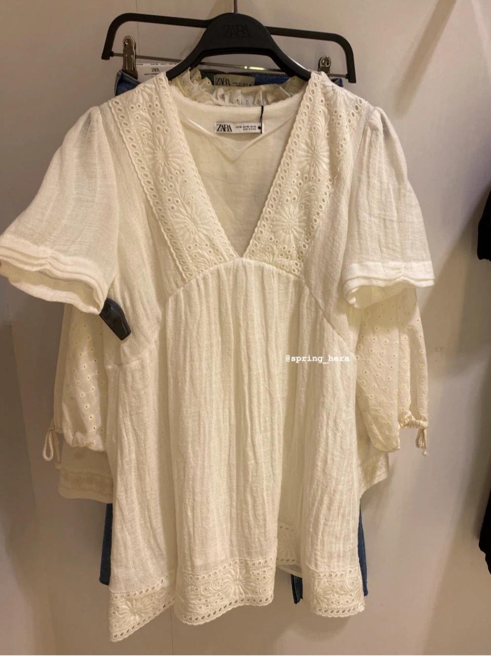 ZARA 화이트 레이스 블라우스 S 9