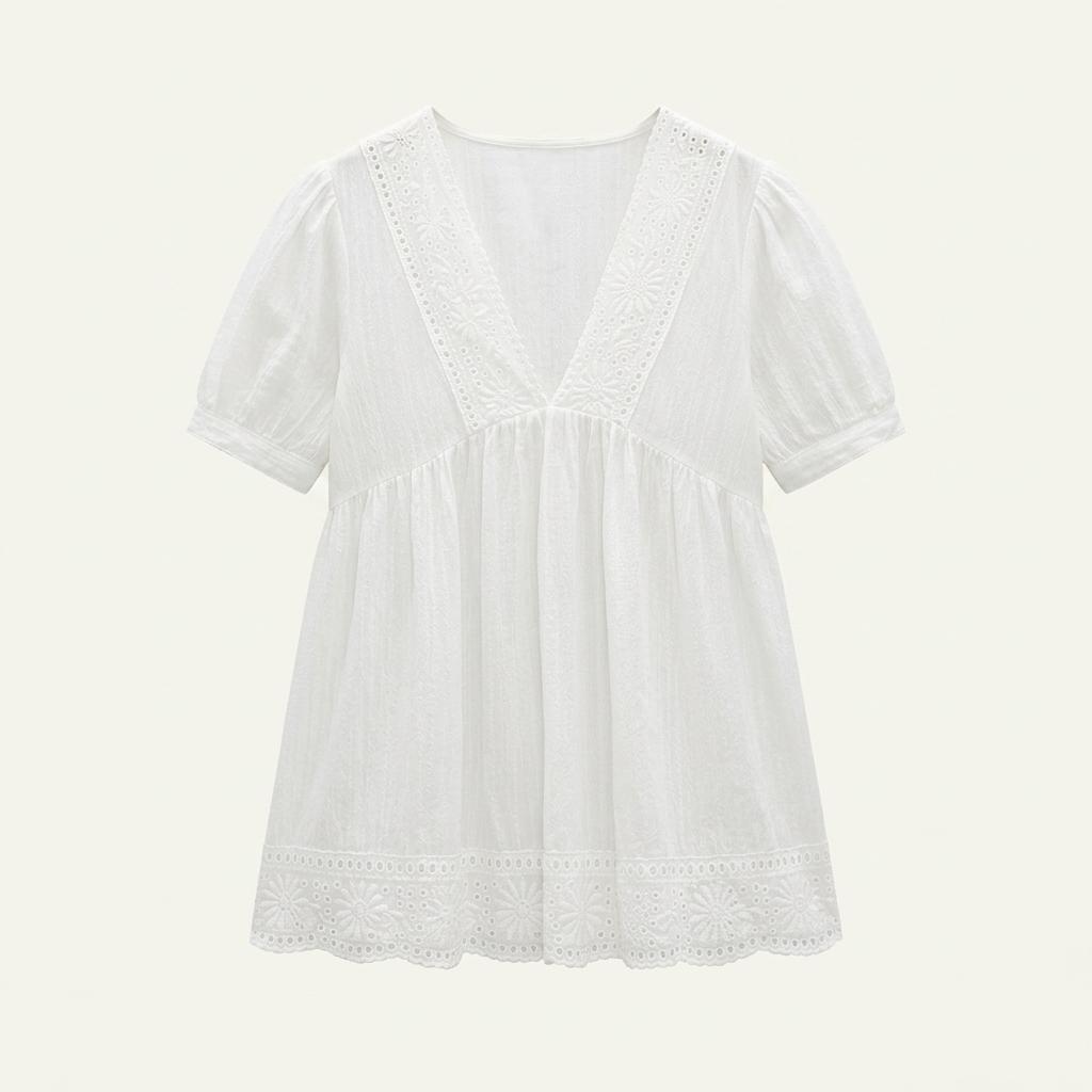 ZARA 화이트 레이스 블라우스 S