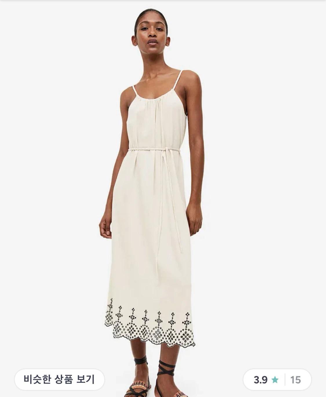 H&M 아이보리 자수 롱 원피스 L 3