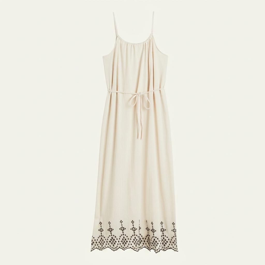 H&M 아이보리 자수 롱 원피스 L