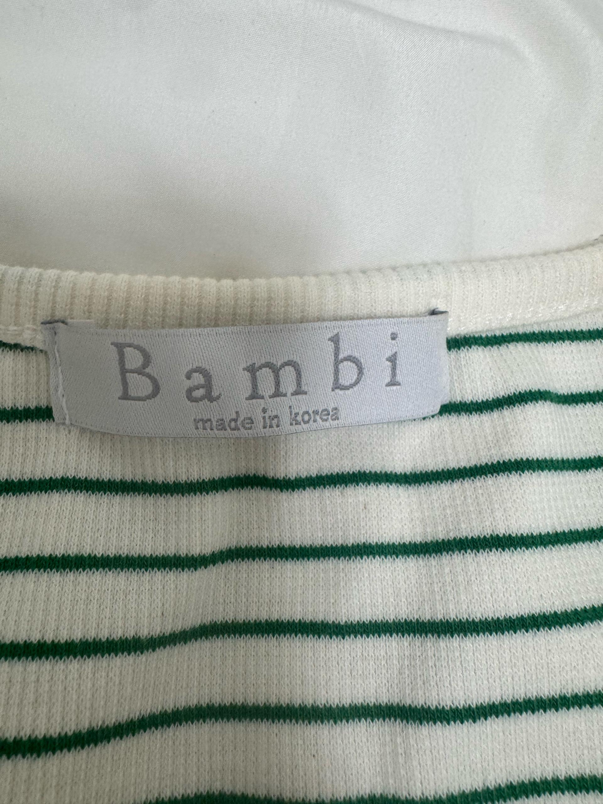 Bambi 스트라이프 스퀘어넥 반팔 티셔츠 3