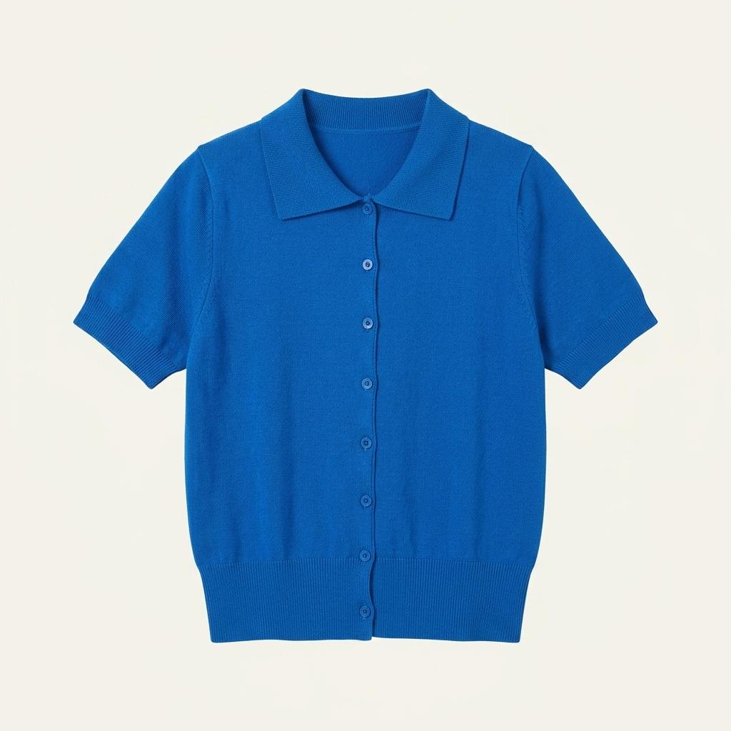 블루 칼라 반팔 니트 가디건 1