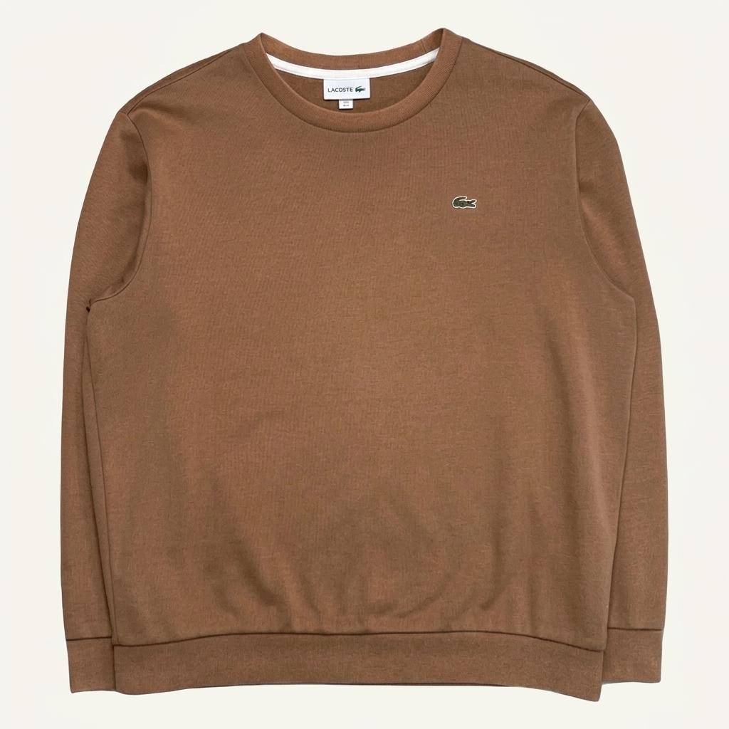 LACOSTE 베이직 크루넥 맨투맨 브라운 L