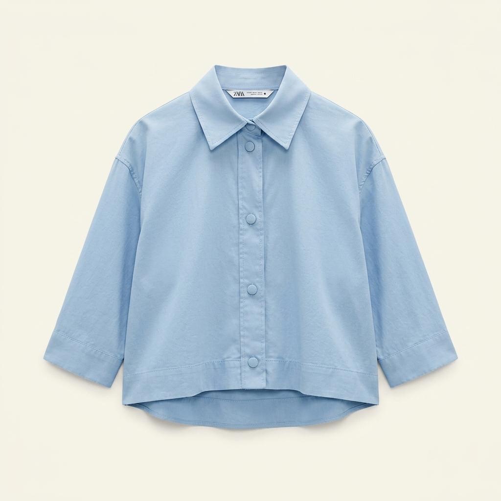 ZARA 자라 크롭 셔츠 (스카이블루)
