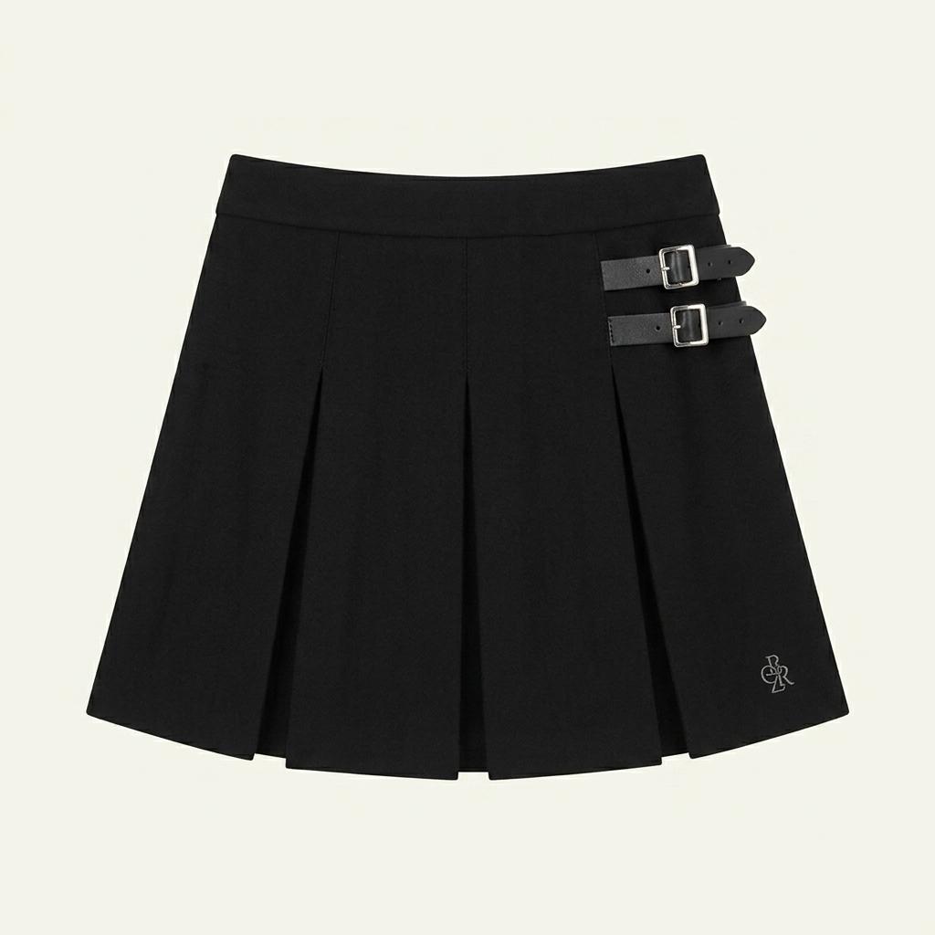 시티브리즈 울 플리츠 미니 스커트 블랙