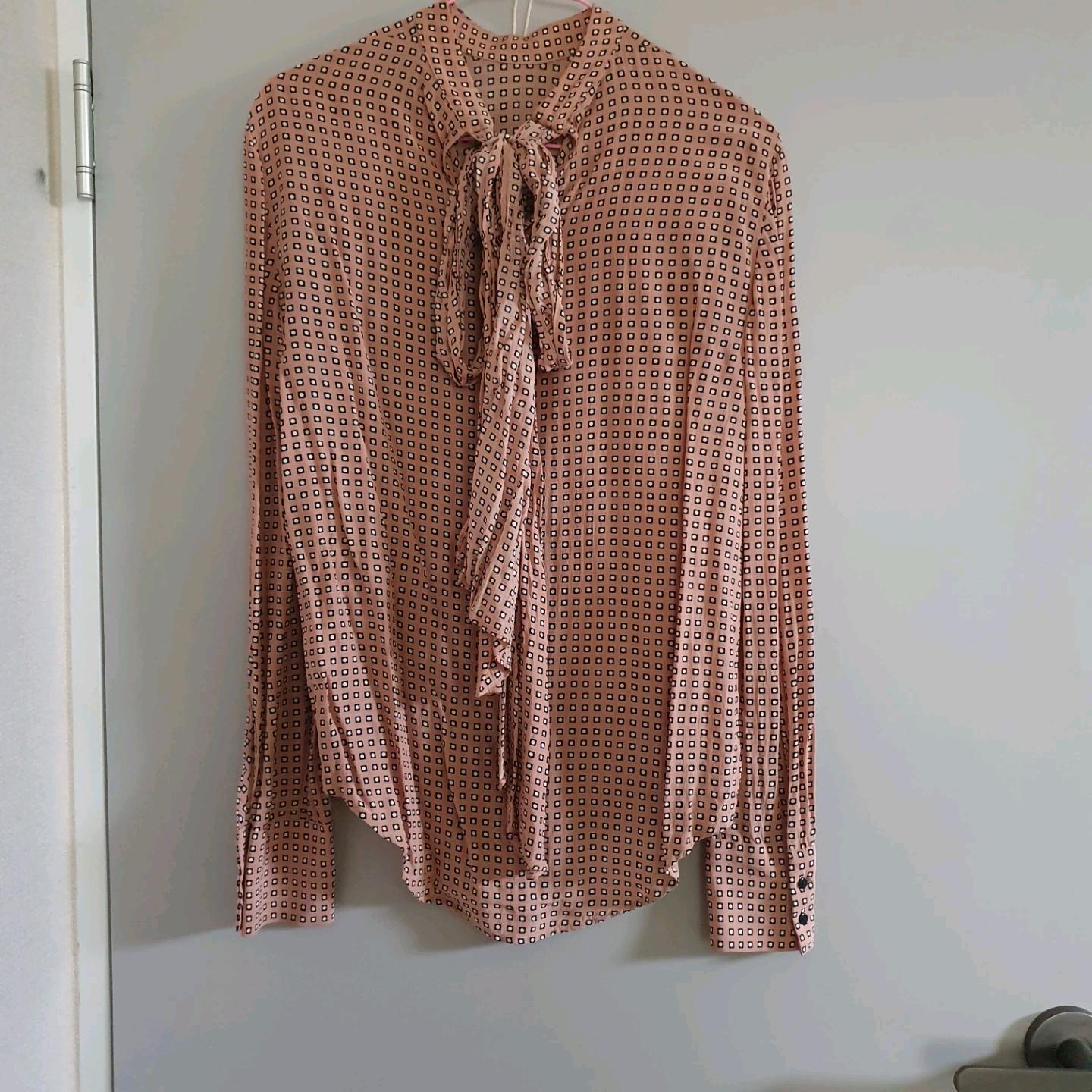 자라 ZARA 기하학 패턴 타이넥 블라우스 / 리본 타이 블라우스 2