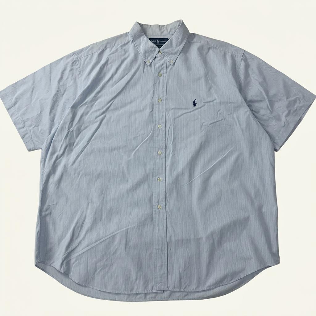 CA639 2XL 폴로 빅사이즈 90s 블루 핀스트라이프 반팔 셔츠 남방 1