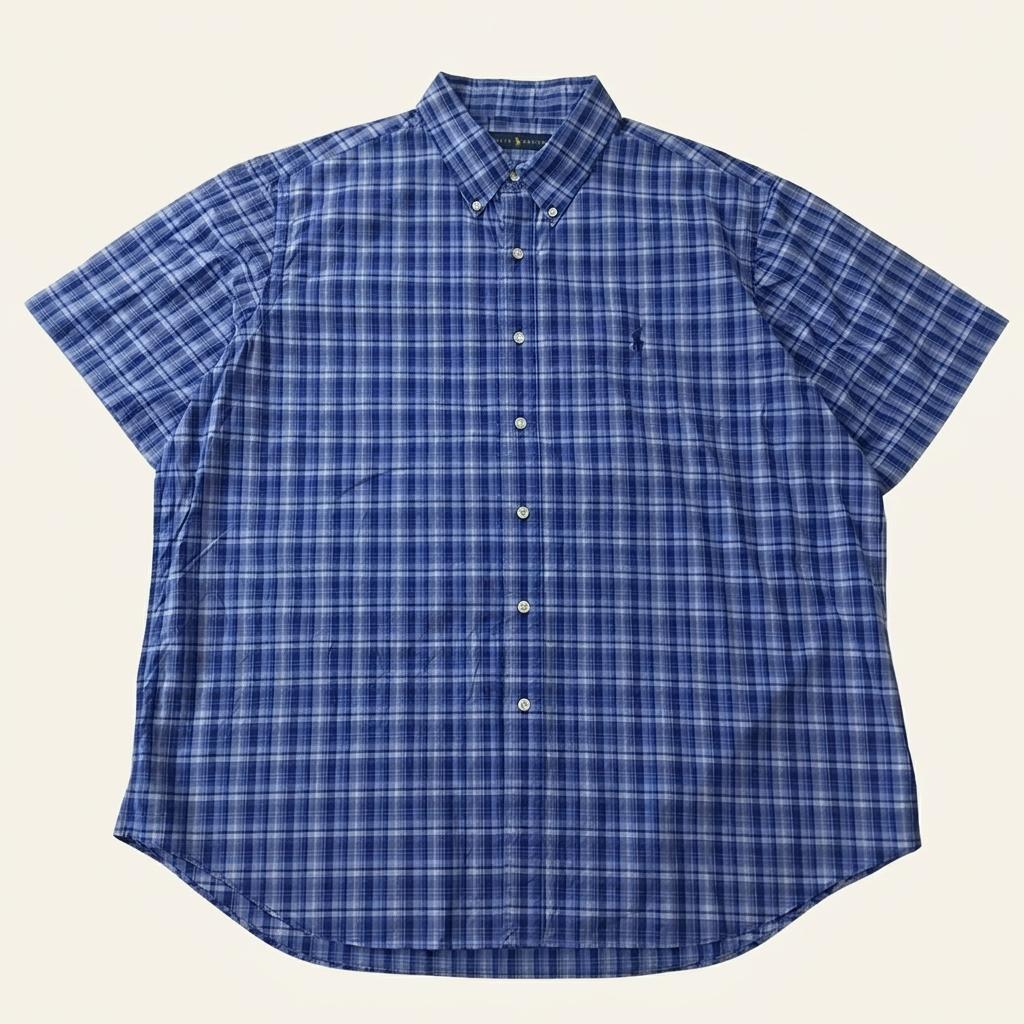 CA642 2XL 폴로 블루 마드라스체크 반팔 셔츠 남방 1