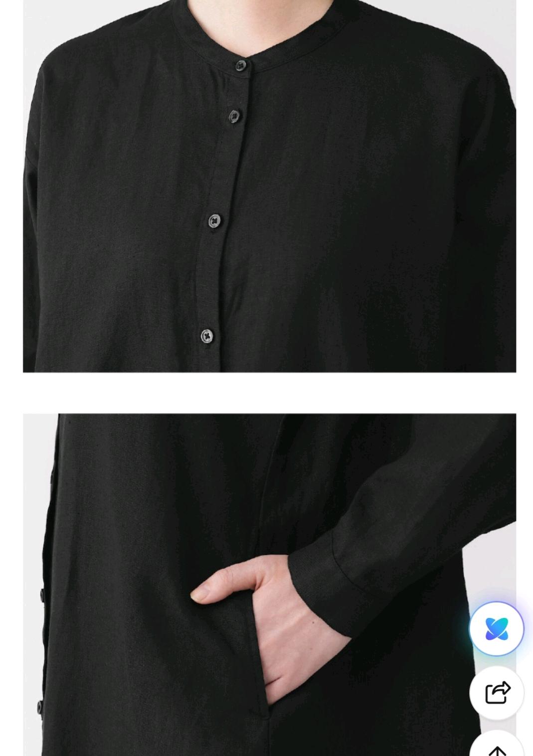 무인양품 워싱 리넨 긴소매 셔츠 원피스 블랙 11