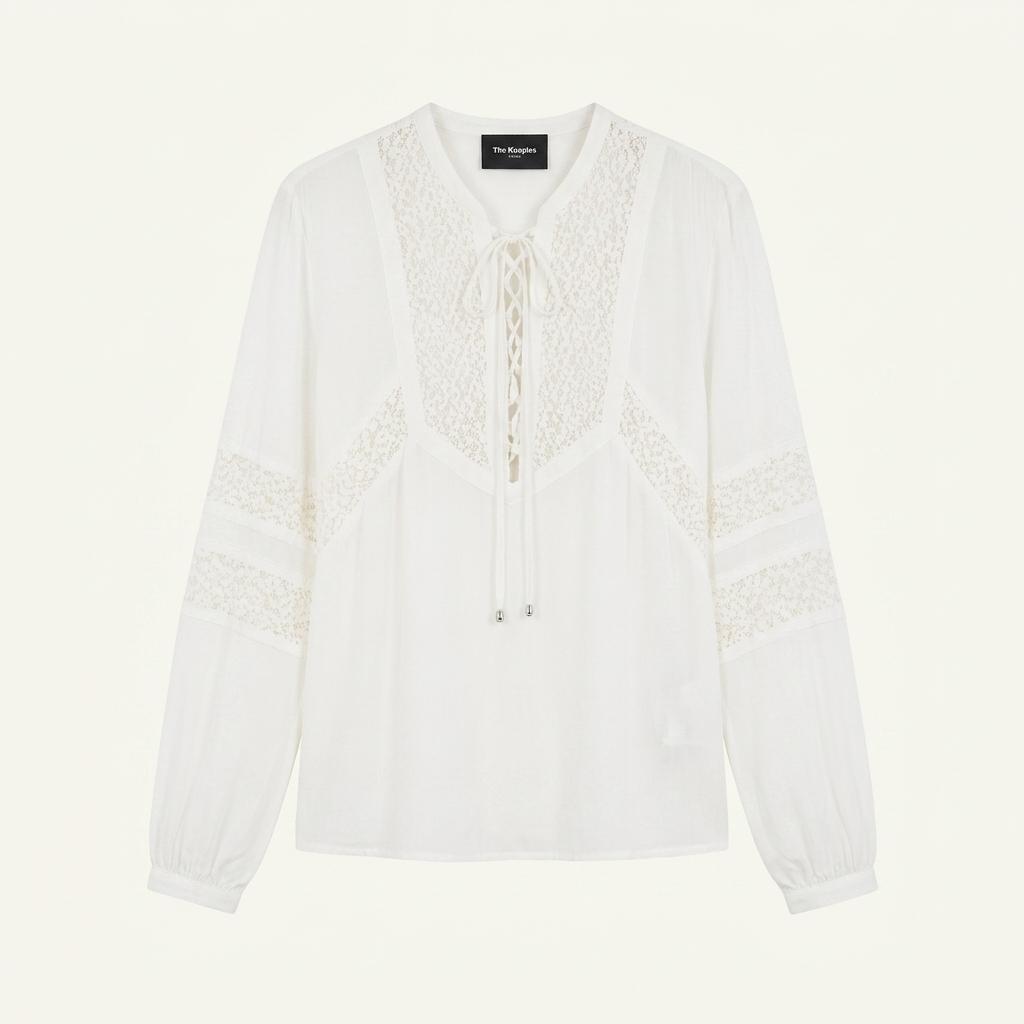 [The Kooples] 레이스 디테일 긴팔 화이트 블라우스
