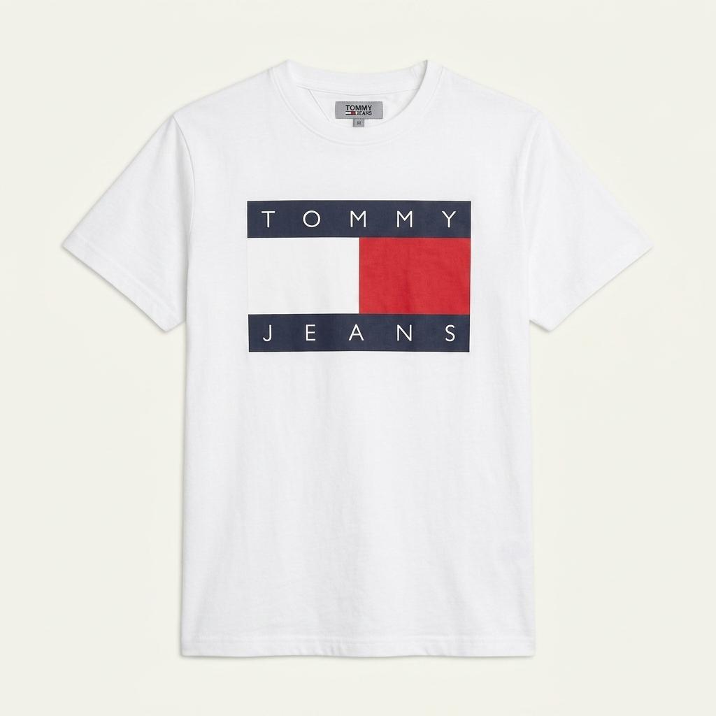 타미 tommy 진스 빅 로고 반팔 티셔츠 M ~ L 화이트