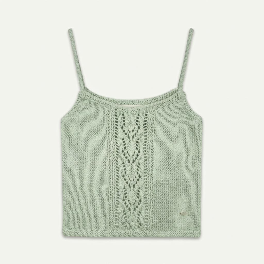 Leaf Cotton Sleeveless Knit - Mint