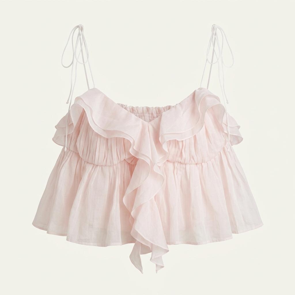[더바넷] Frill Tiered Sleeveless Blouse 핑크