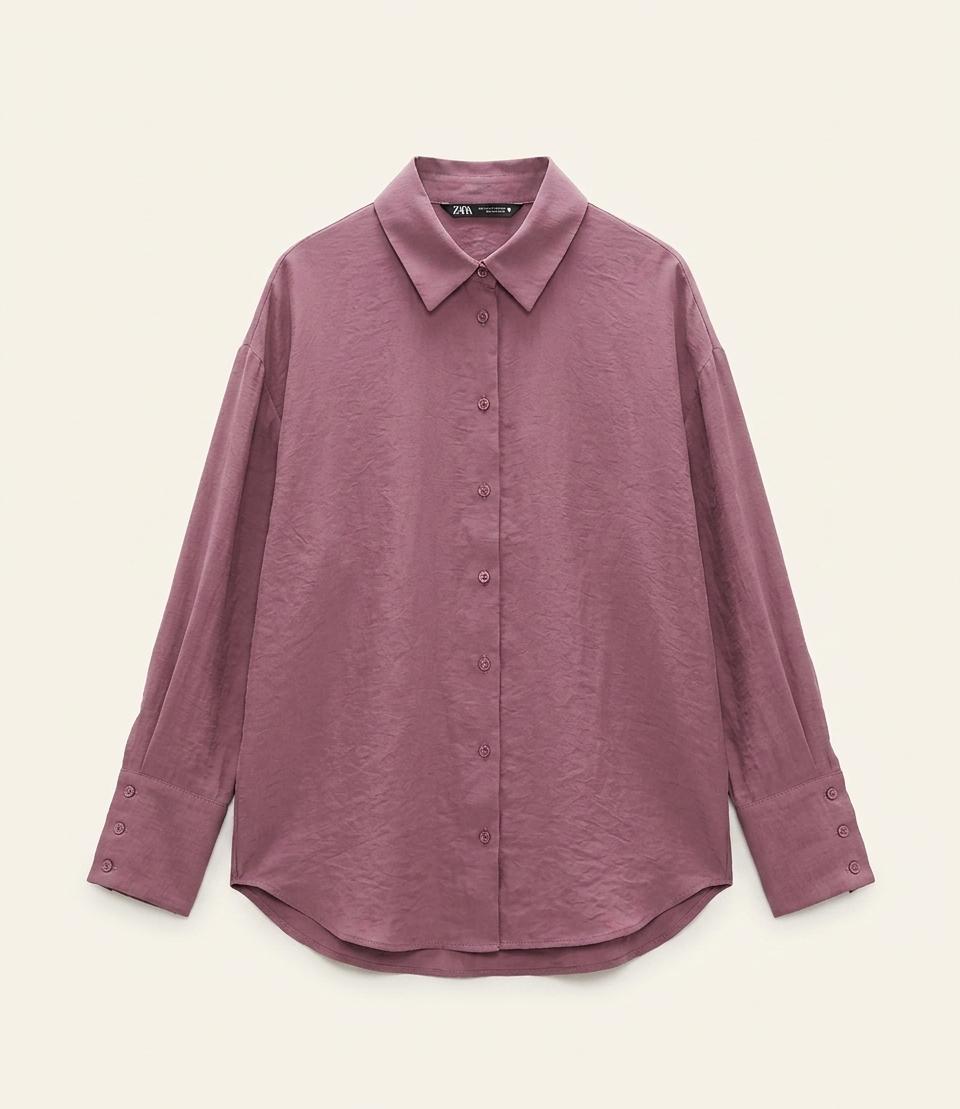 여성 자라 ZARA 미니멀 빅 사이즈 긴팔 셔츠 블라우스 1