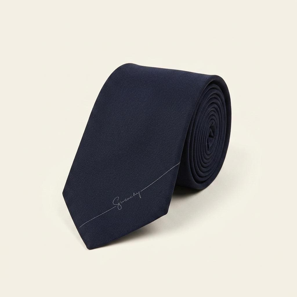 지방시 실크 네이비 로고 포인트 넥타이 8cm A+~A등급 K3389 1
