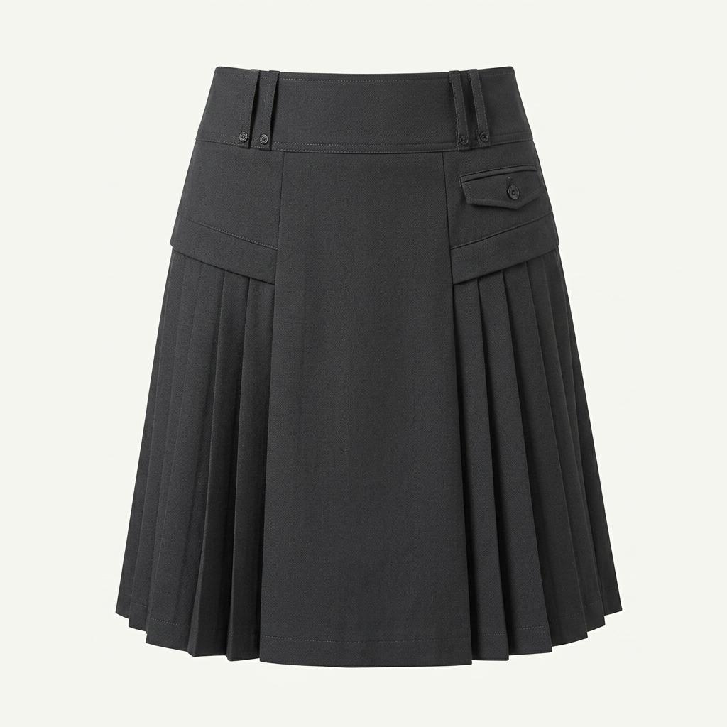 미세키서울 Side pleats line midi skirt CHARCOAL 1