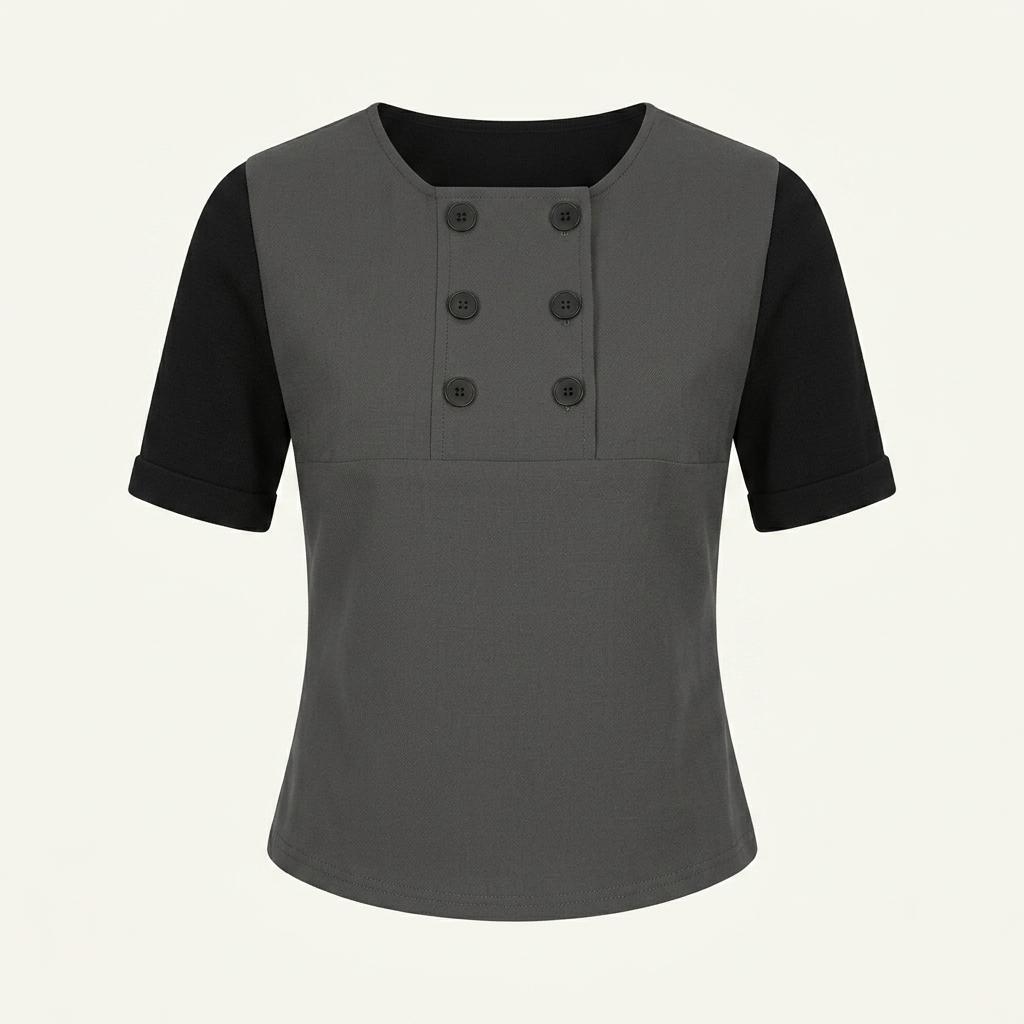 미세키서울 Double button shirts top CHARCOAL 1
