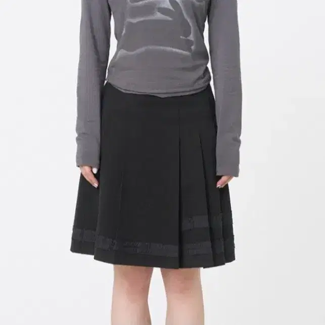 미세키서울 Trimmed midi skirt BLACK 4